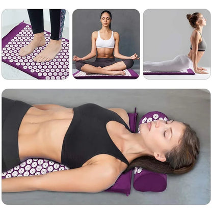 Tapis d'Acupression Anti-Douleur — Kit Dos & Nuque avec Coussin Inclus