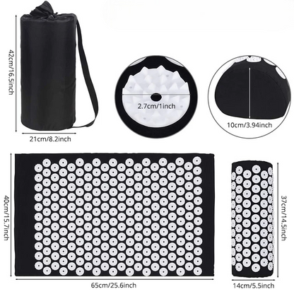 Tapis d'Acupression Anti-Douleur — Kit Dos & Nuque avec Coussin Inclus